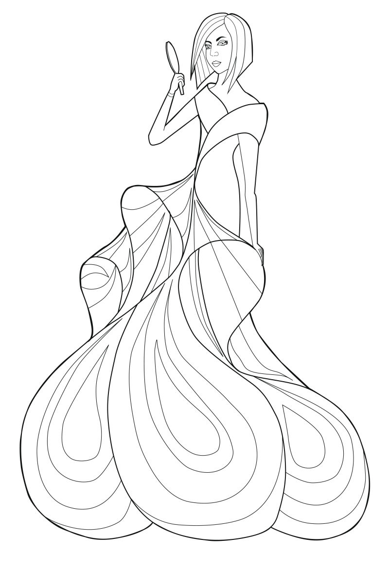 手绘性感女模特插图矢量设计