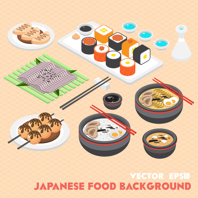 日本美食图标创意设计矢量图
