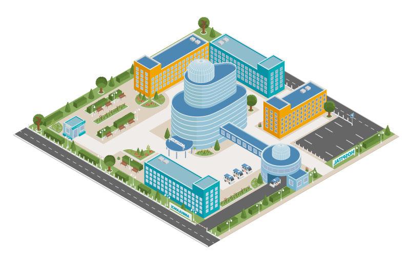 平面三维等值临床复合体与城市地图构造器元素矢量