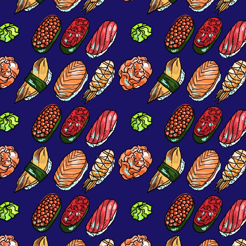 精美矢量日式手绘寿司