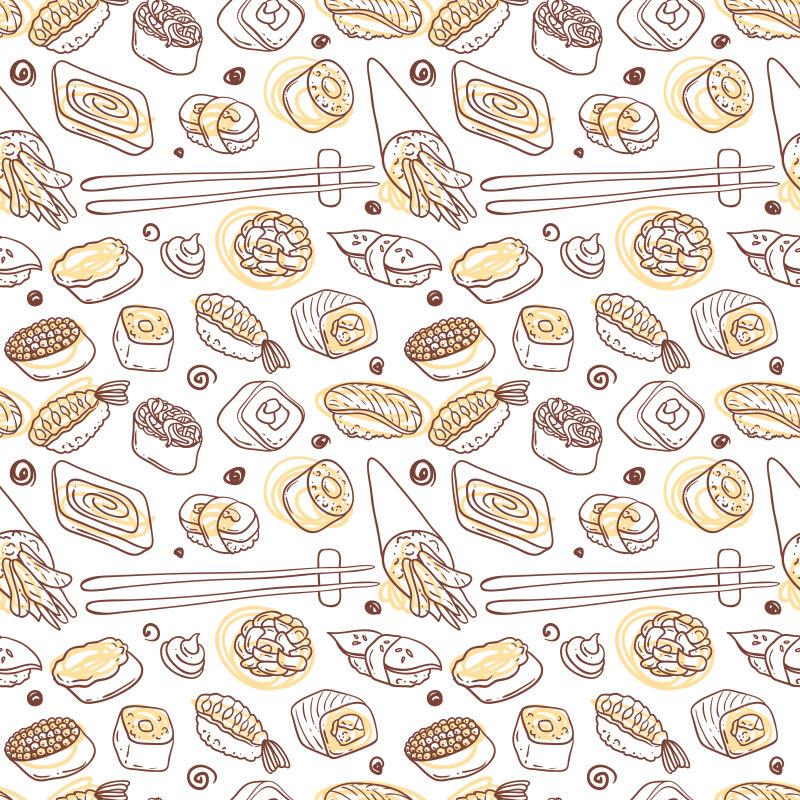 日式料理矢量手绘寿司