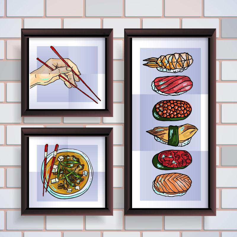 矢量手绘寿司海报