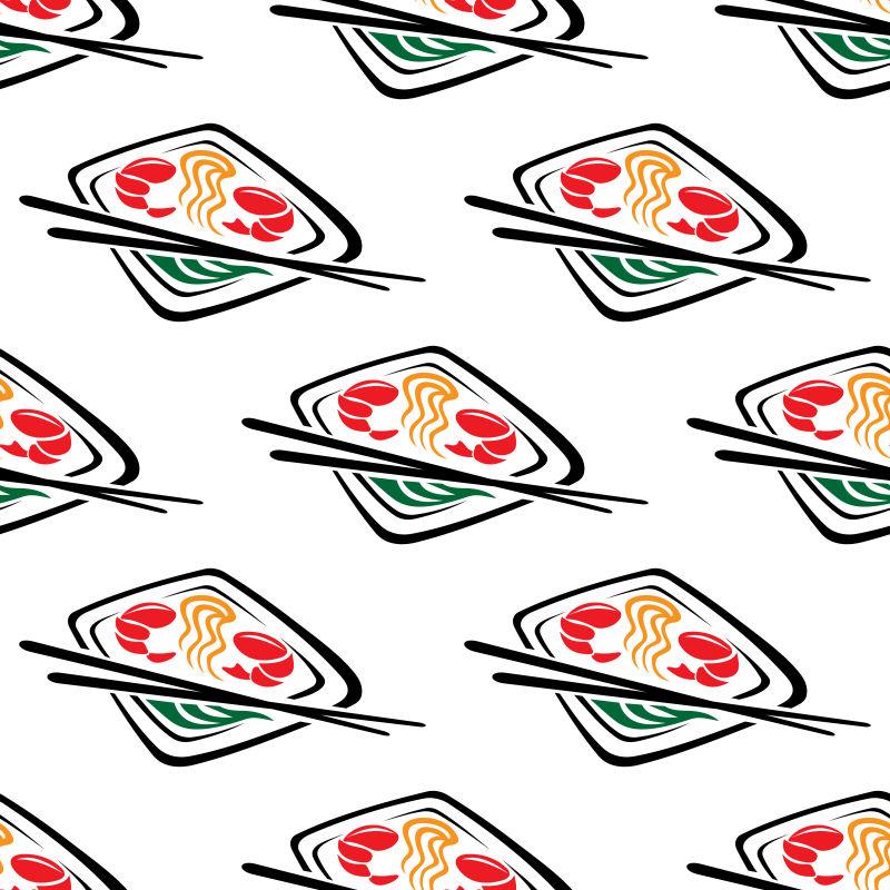 矢量日本海鲜料理无缝模式