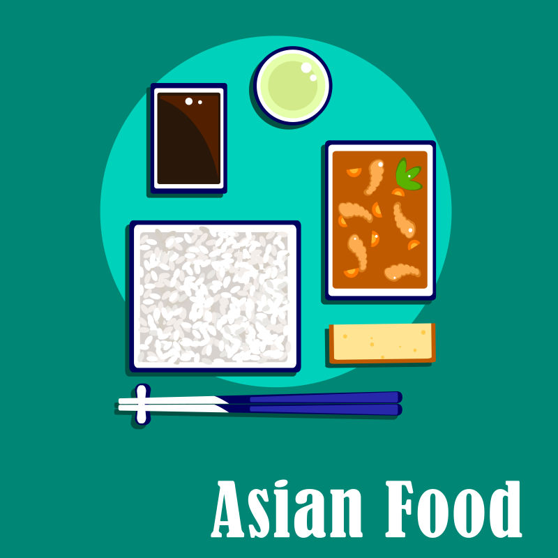 创意矢量亚洲食品插图