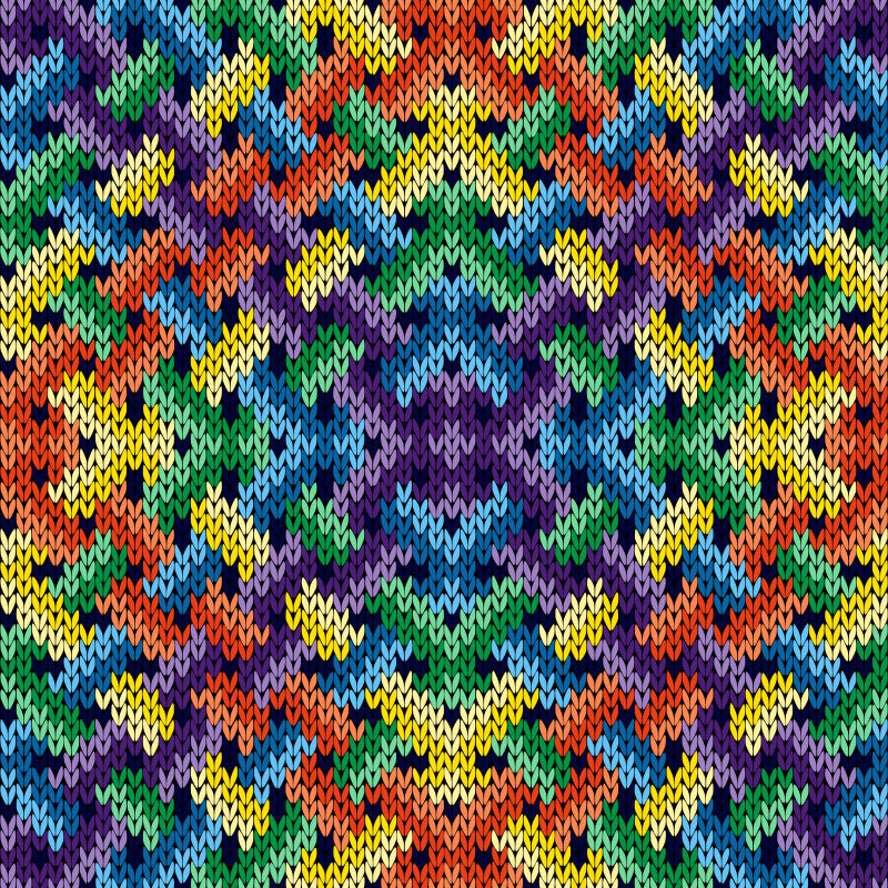 抽象矢量彩色针织纹理设计无缝背景