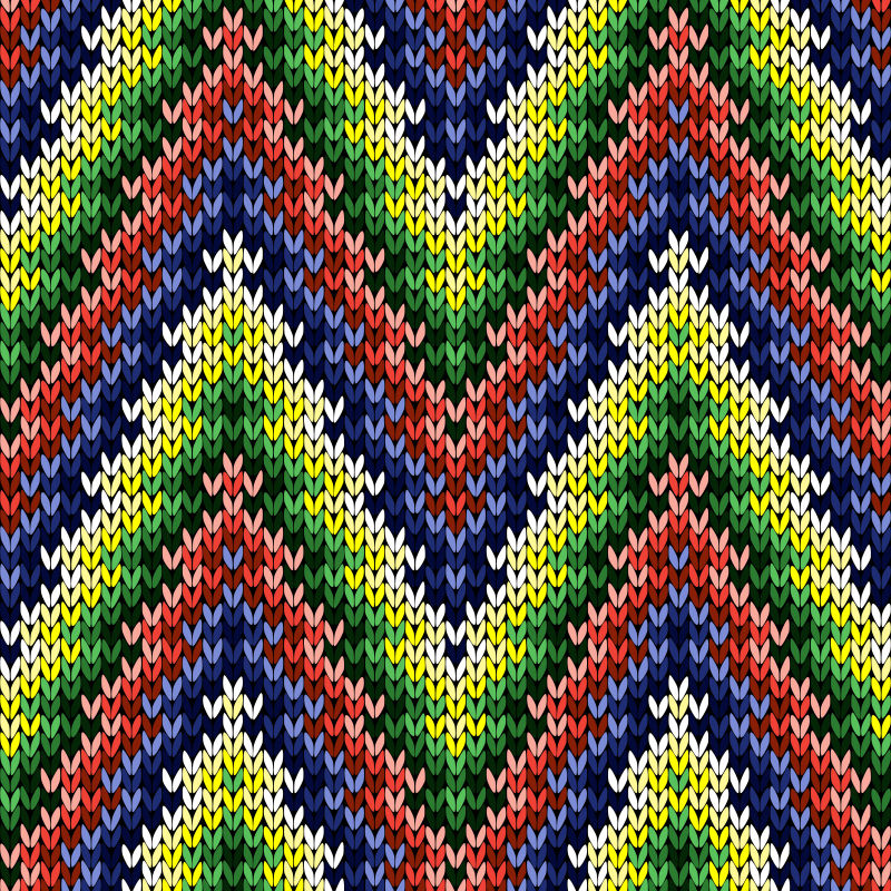 抽象矢量彩色针织元素装饰无缝背景