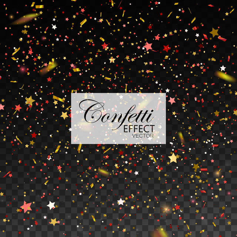 闪闪发光的红色和金色纸屑背景设计矢量