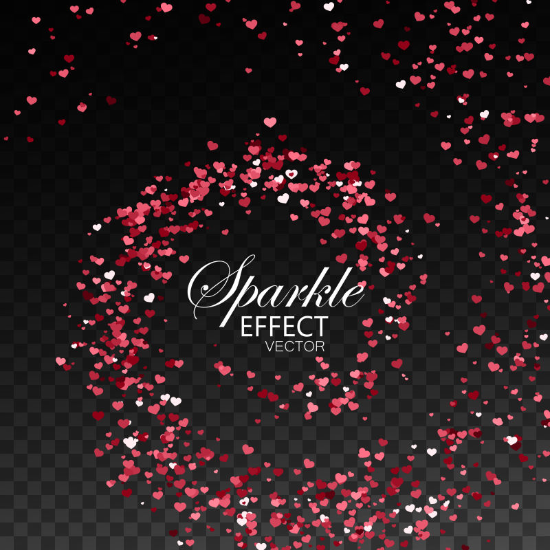 闪闪发光的心形碎屑颗粒背景设计矢量