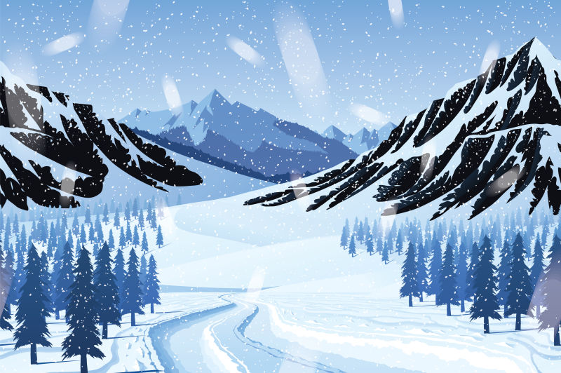 冬天的漫画风景图片
