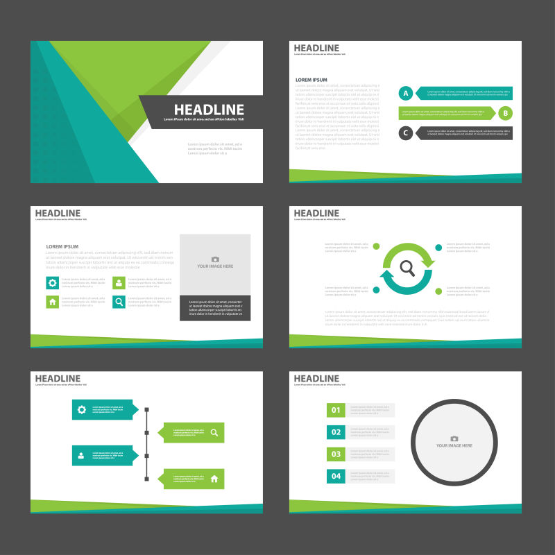 绿色展示信息元素平面设计矢量