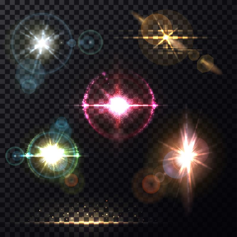 抽象矢量彩色光效设计元素