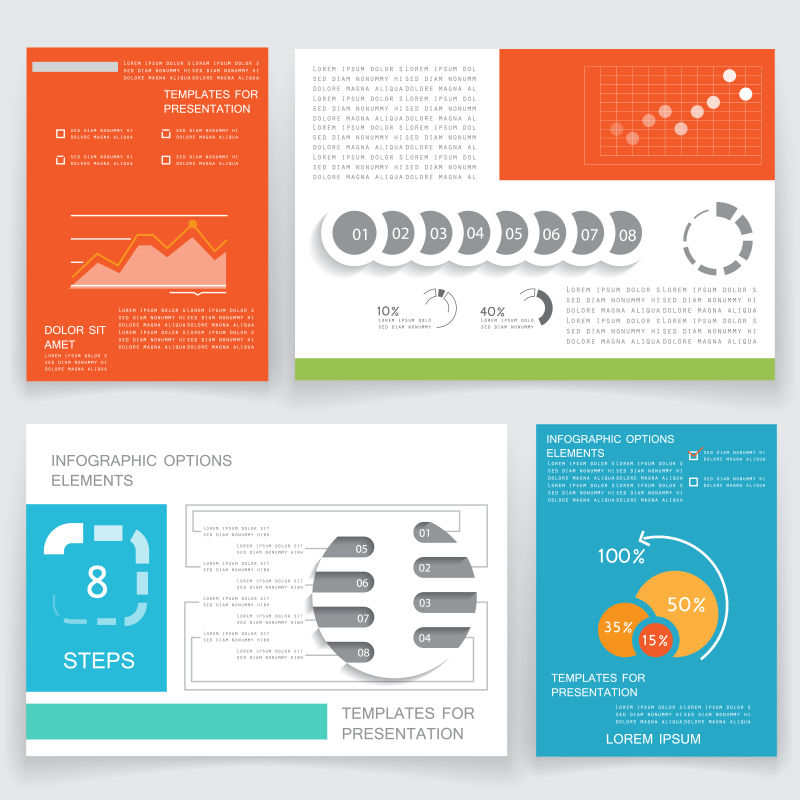 矢量彩色宣传幻灯片平面设计