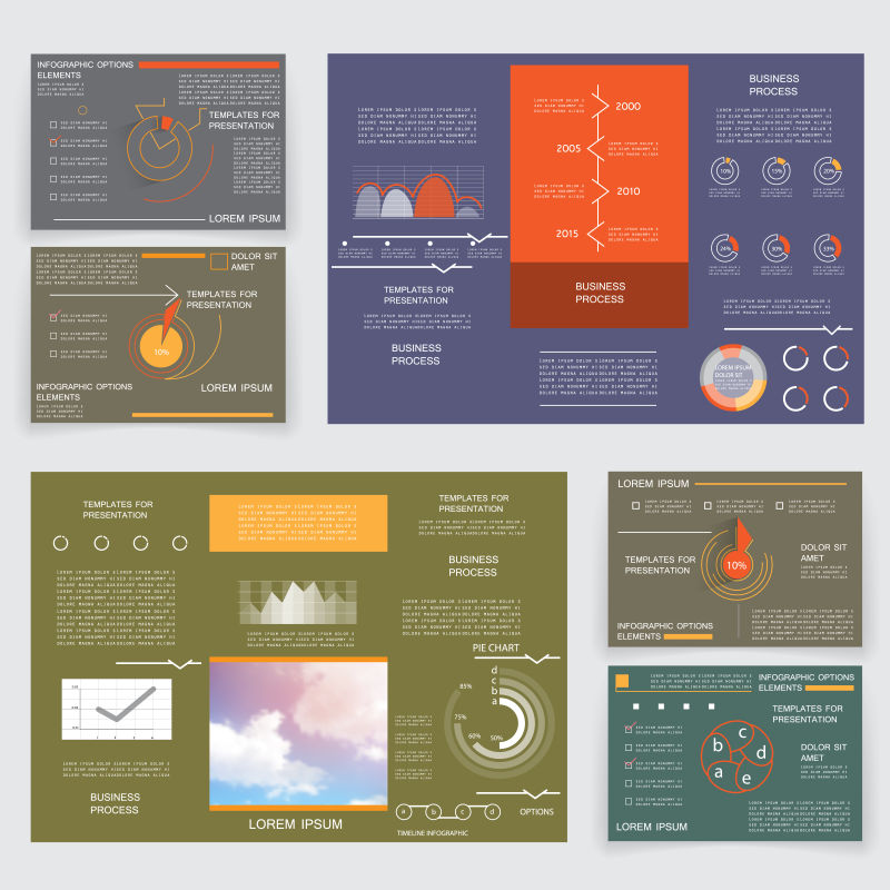 矢量抽象复古现代宣传幻灯片设计