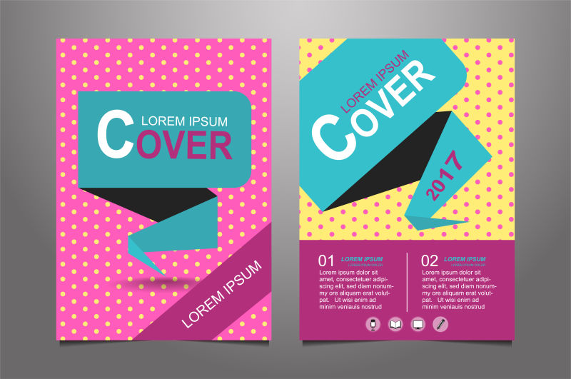 绿色粉红年报小册子宣传册展板矢量