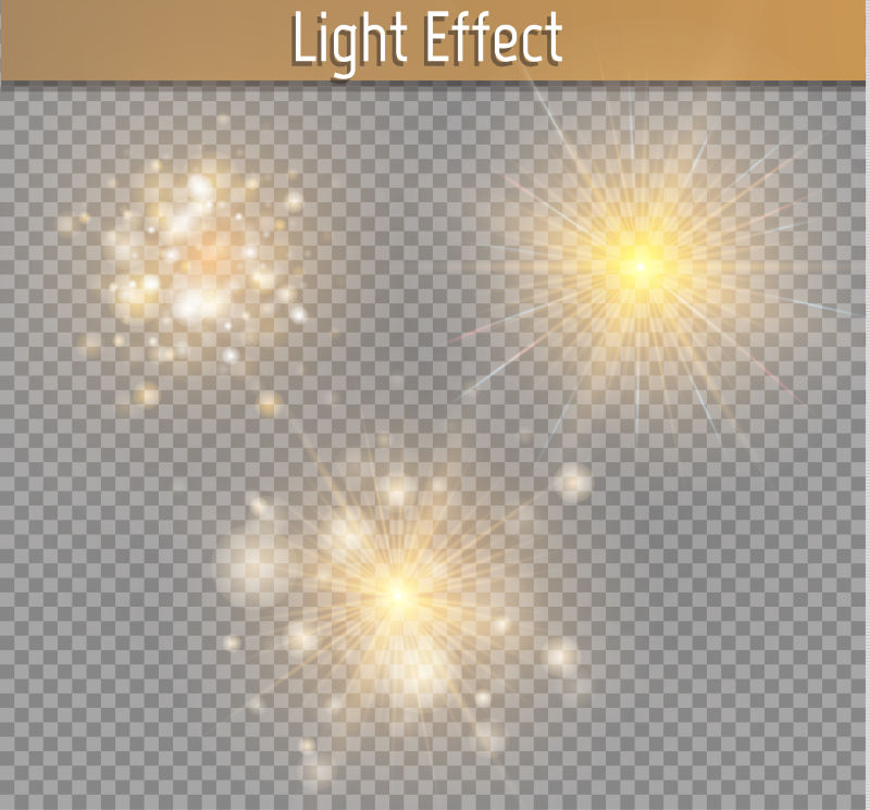 抽象矢量金色闪烁光效设计元素