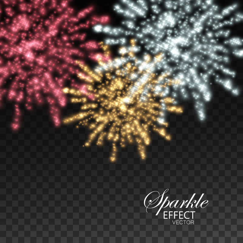 抽象矢量彩色烟花爆炸光效设计元素