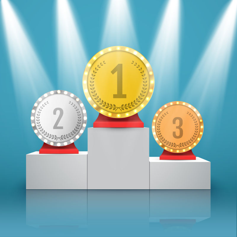 颁奖台上的奖牌矢量插图