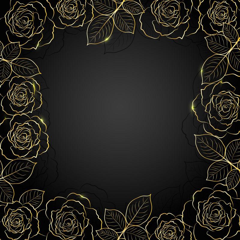 矢量花卉的美丽的金框