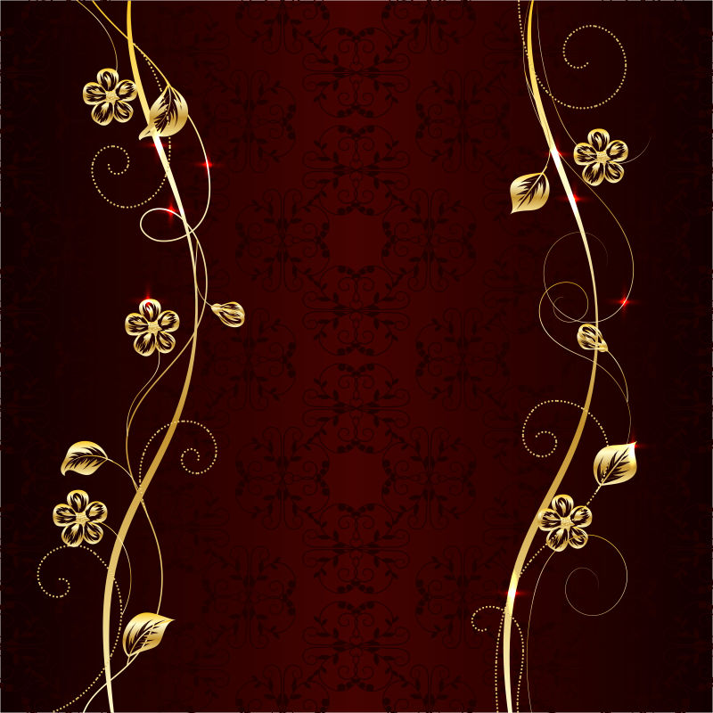 矢量深红色背景中金花
