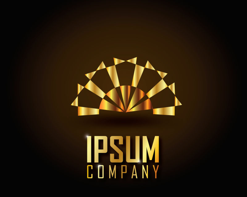 抽象的金色几何标志矢量设计