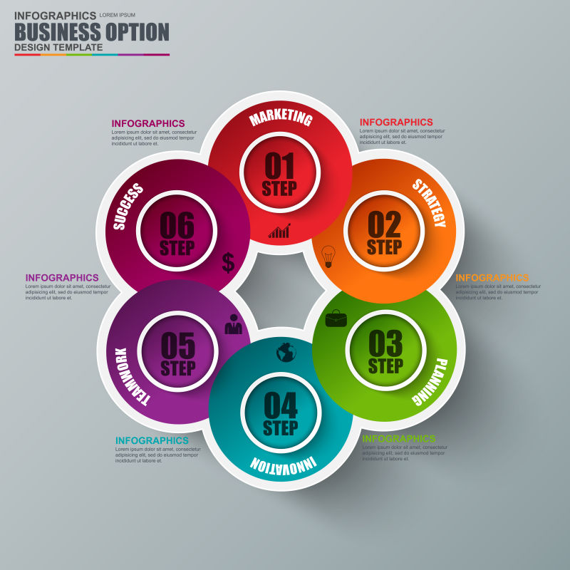 创意矢量彩色圆形元素的信息图表