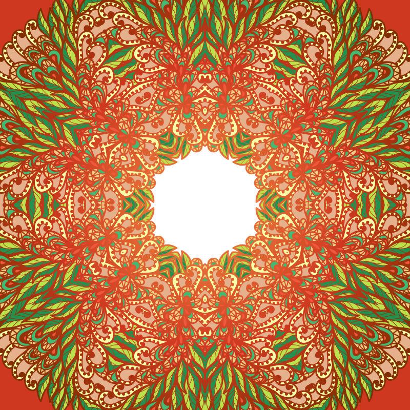 手绘花青绿红色涂鸦夏季图案矢量插图