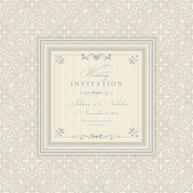 创意矢量米色古典花纹装饰背景