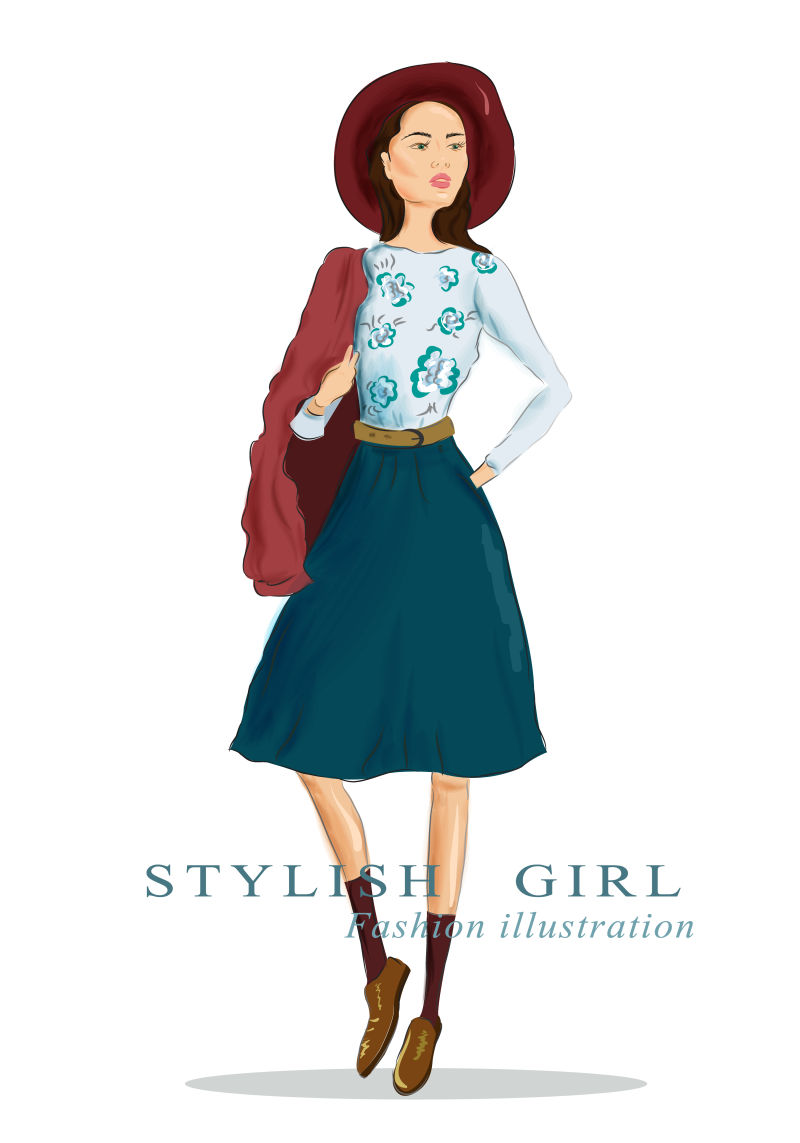 矢量年轻美女模特