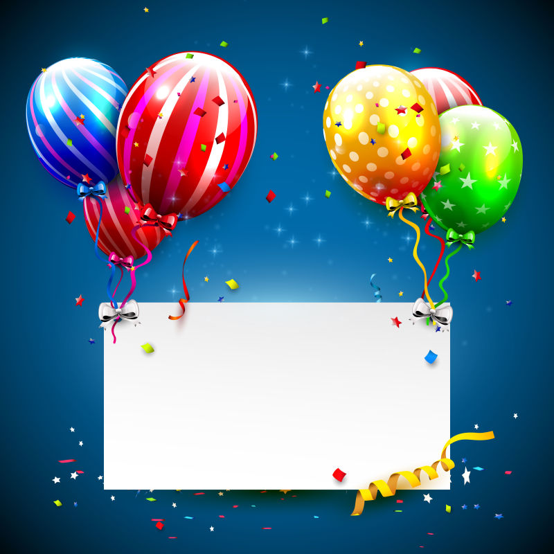 矢量彩色气球卡片设计