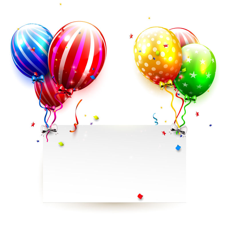 矢量的彩色气球和空白卡片