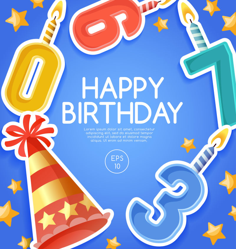 矢量的蓝色生日贺卡设计