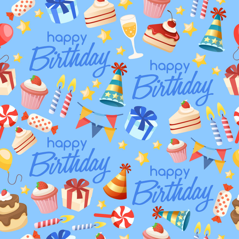 矢量的精美蓝色生日插图设计