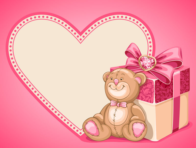 抽象矢量泰迪熊元素的生日快乐插图