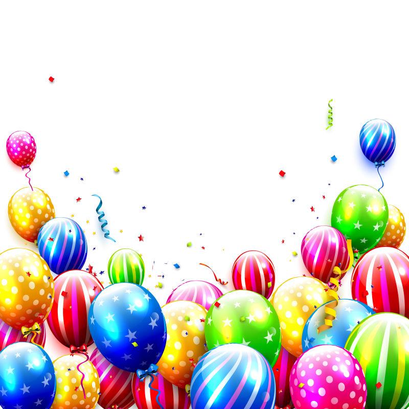 豪华派对气球和纸屑矢量图