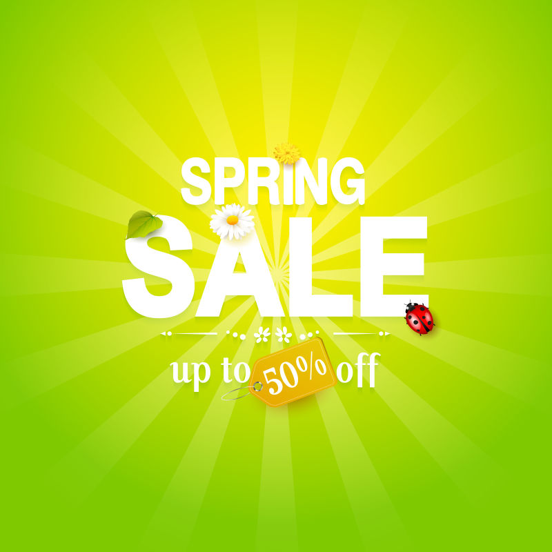 鲜花和瓢虫矢量图