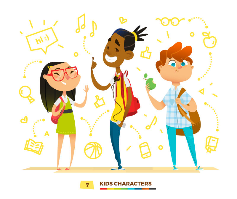 矢量的可爱学生插图