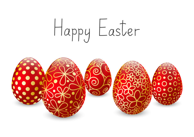 红色的复活节彩蛋矢量插图