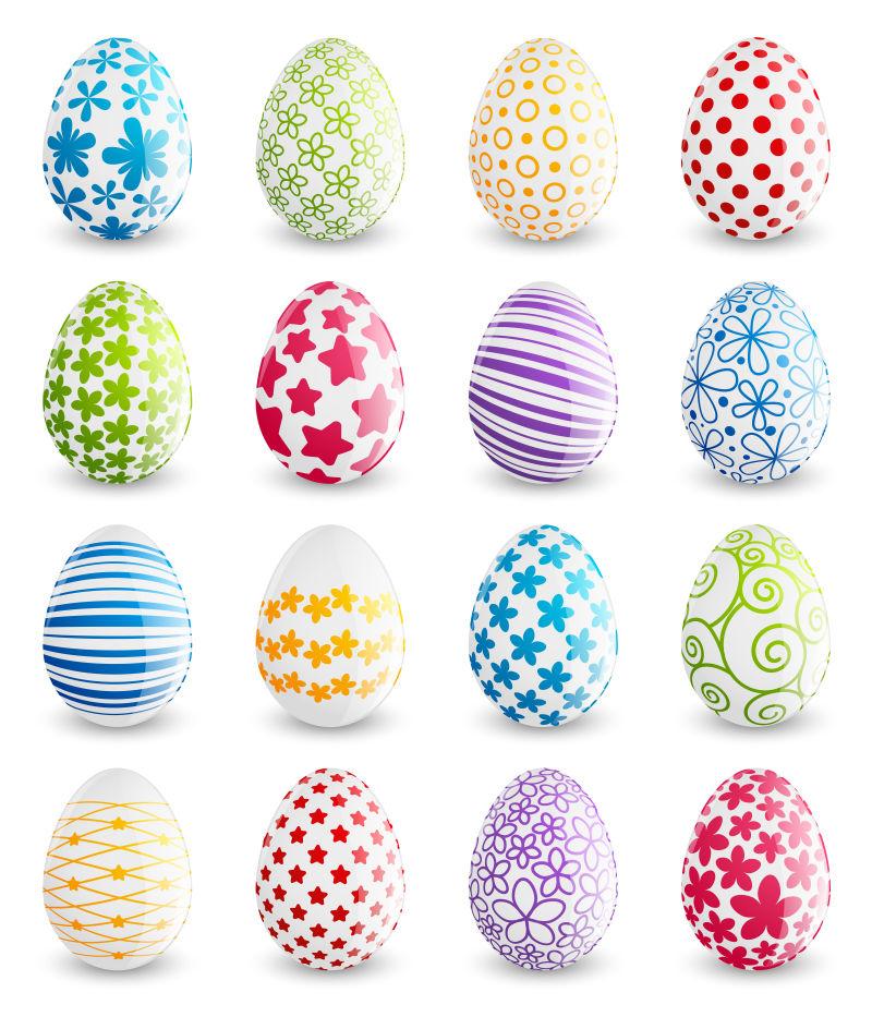 白色复活节彩蛋矢量插图