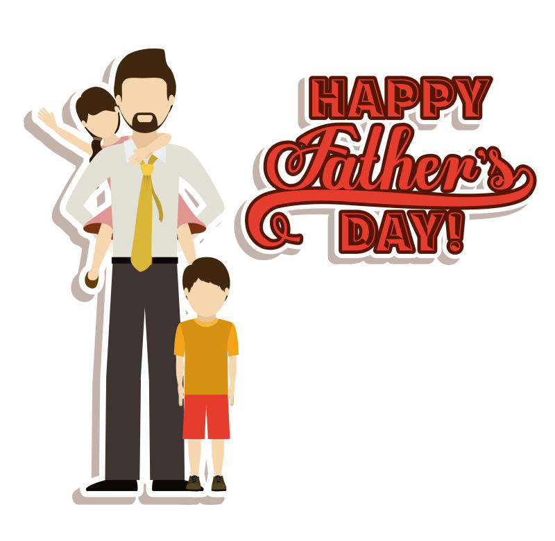 父亲节家庭贴纸矢量设计