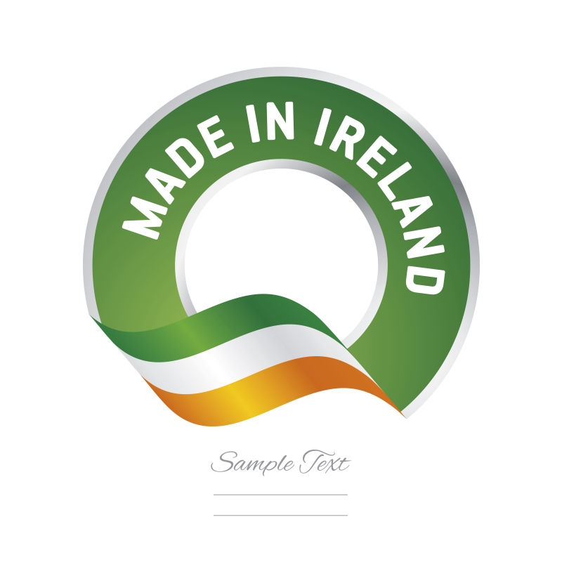 抽象矢量爱尔兰制造主题标签设计
