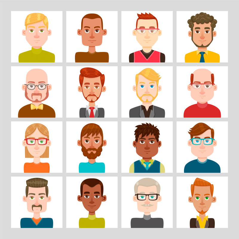 抽象矢量卡通女子肖像插图