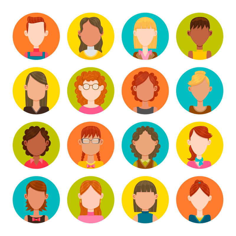 抽象矢量卡通女性设计插图