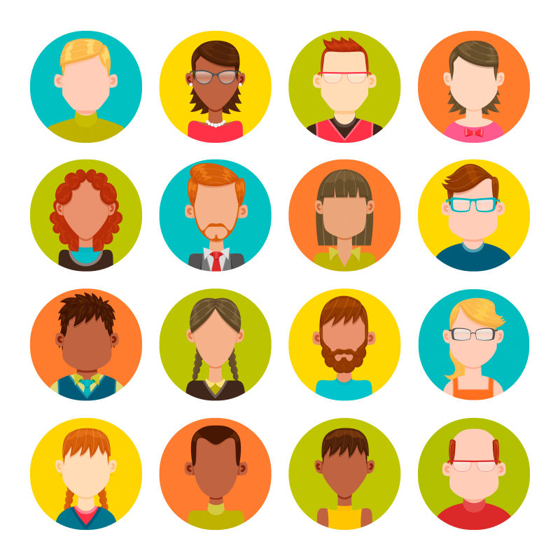 创意矢量卡通男女的肖像插图设计