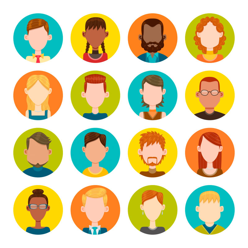 抽象矢量现代男女简易肖像设计