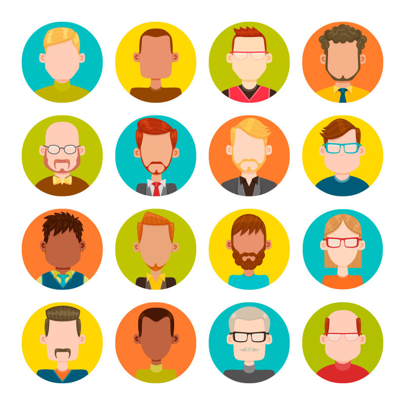 创意矢量卡通男生的肖像设计插图