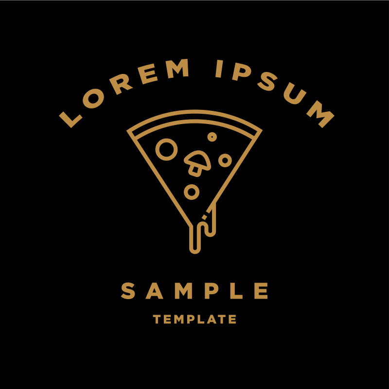 创意矢量现代线性风格的披萨标志设计