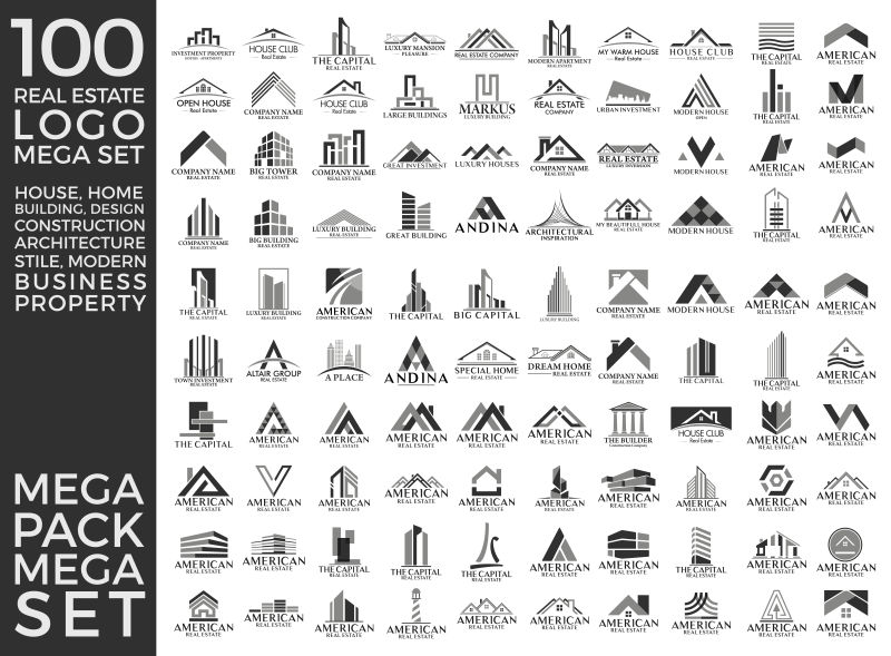 矢量黑灰色建筑房地产logo