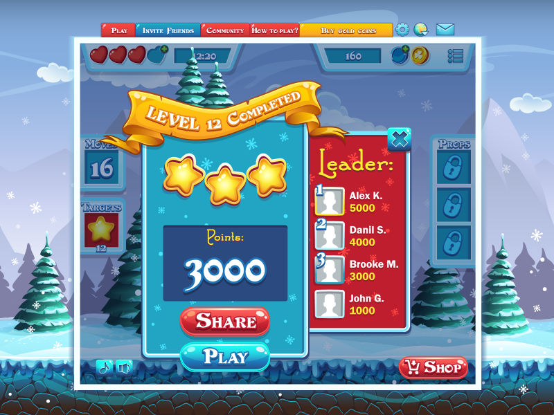 抽象矢量圣诞节主题的游戏界面设计