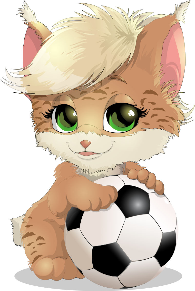 Котик с футбольным мячом