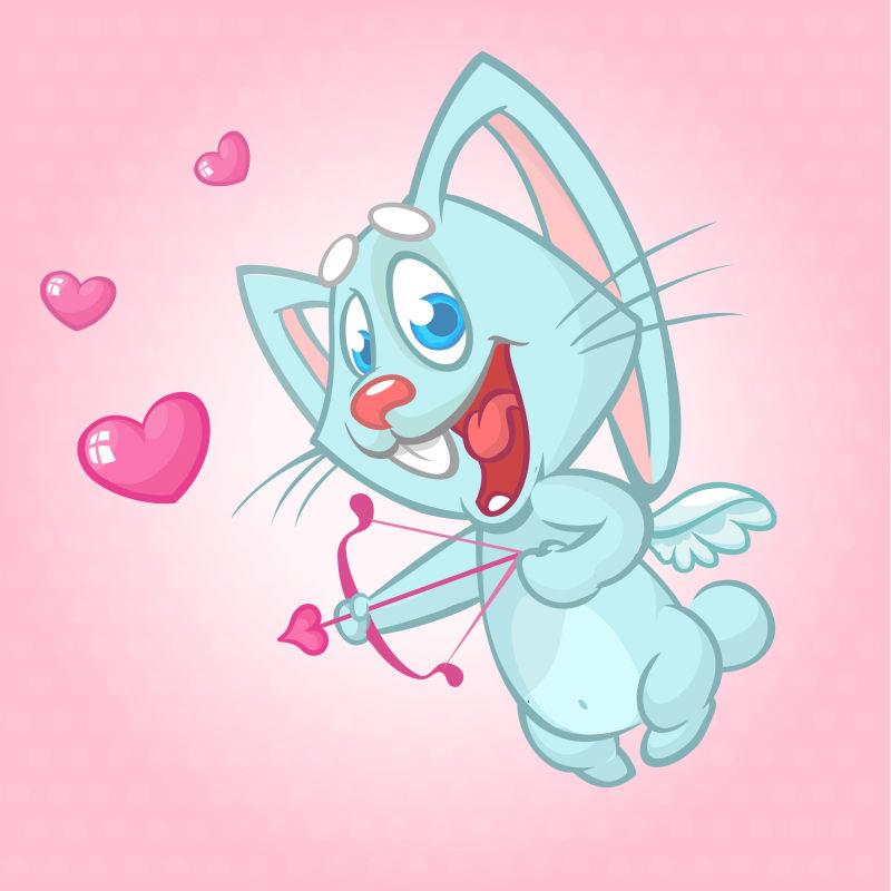 拿着弓箭的可爱的丘比特卡通矢量